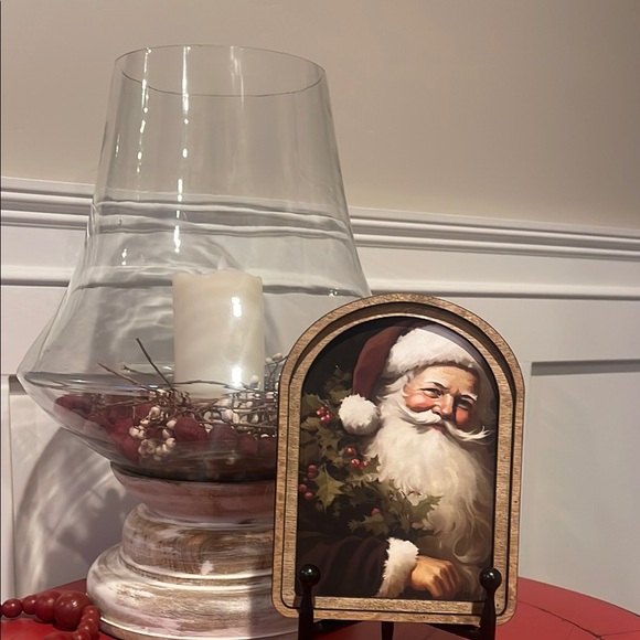 Vintage Santa Claus Rounded Top Wooden Framed Art. Farmhouse Christmas Decor. - Picture 4 of 6